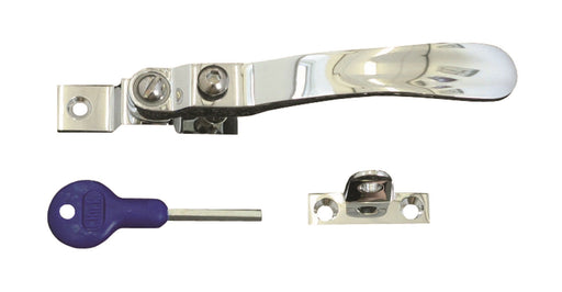 Victorian - Casement Fastener Wedge Pattern - Lockable Suitable For Weather Stripped Windows - Polished Chrome 57MM X 13MM