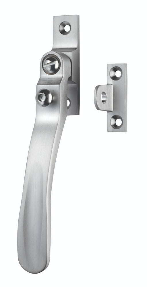 Victorian - Casement Fastener Wedge Pattern - Lockable Suitable For Weather Stripped Windows - Satin Chrome 57MM X 13MM