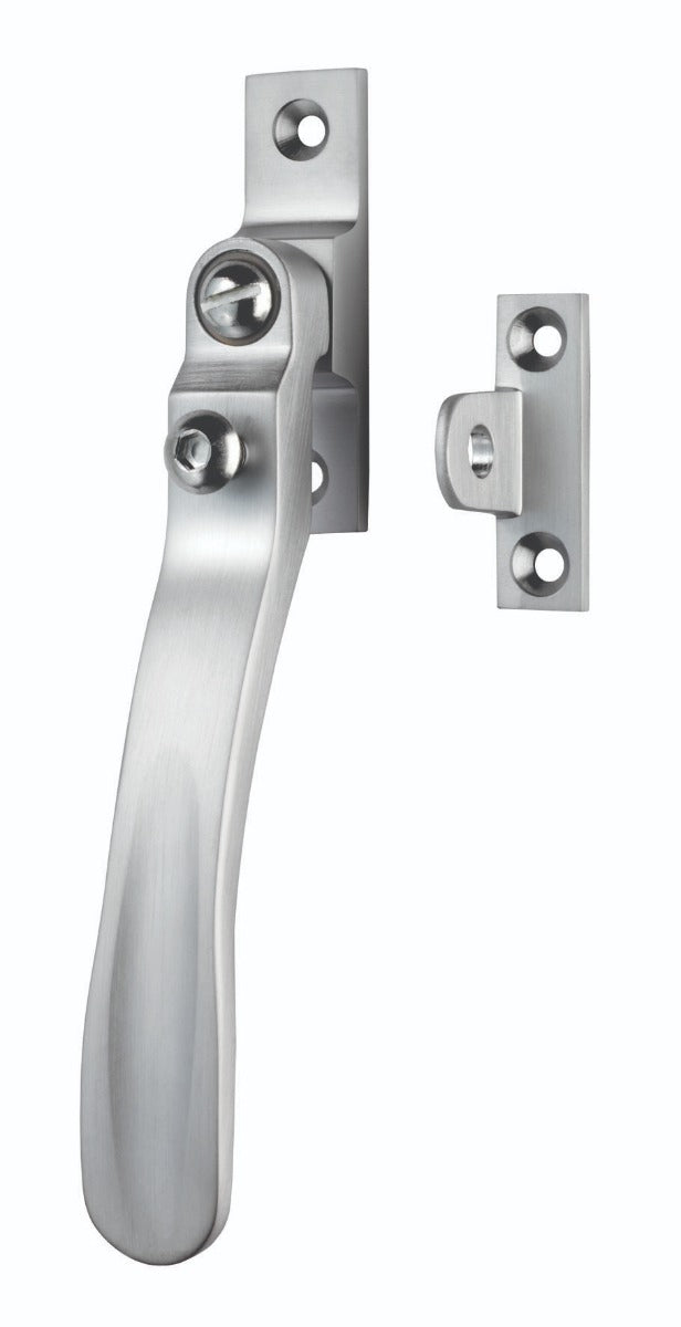 Victorian - Casement Fastener Wedge Pattern - Lockable Suitable For Weather Stripped Windows - Satin Chrome 57MM X 13MM