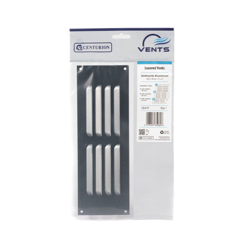 Louvred Vent - Anthracite Aluminium - 229 x 76mm