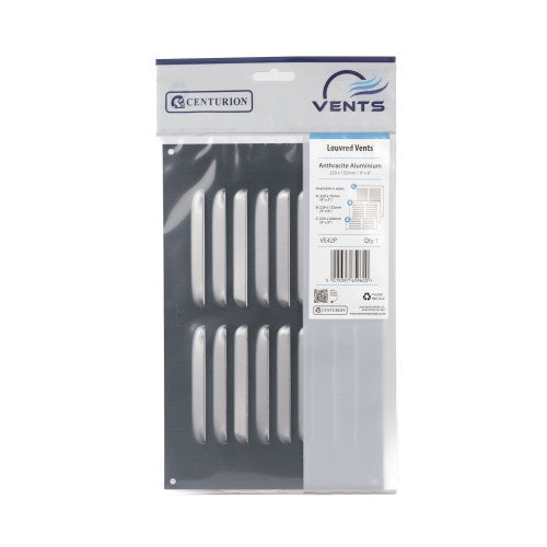 Louvre Vent - Anthracite Aluminium - 229 x 152mm
