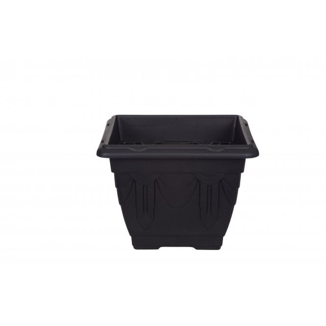 38Cm Square Venetian Plant Pot Black