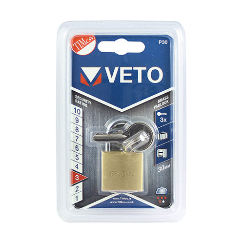 TIMCO Brass Padlock — Blister Pack