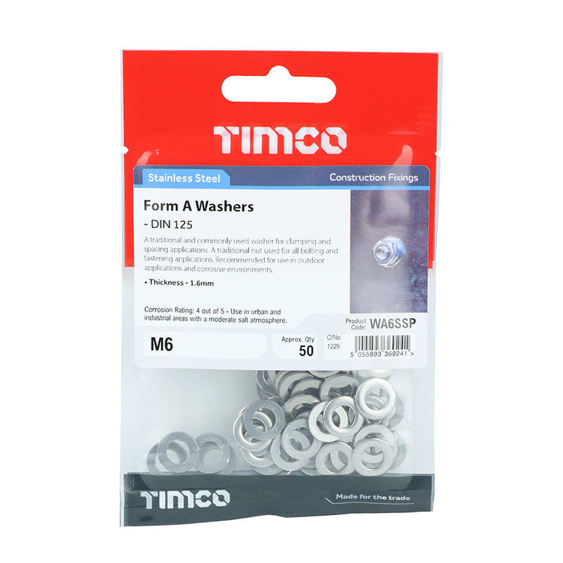 TIMCO Form A Washers DIN125-A A2 Stainless Steel - M10