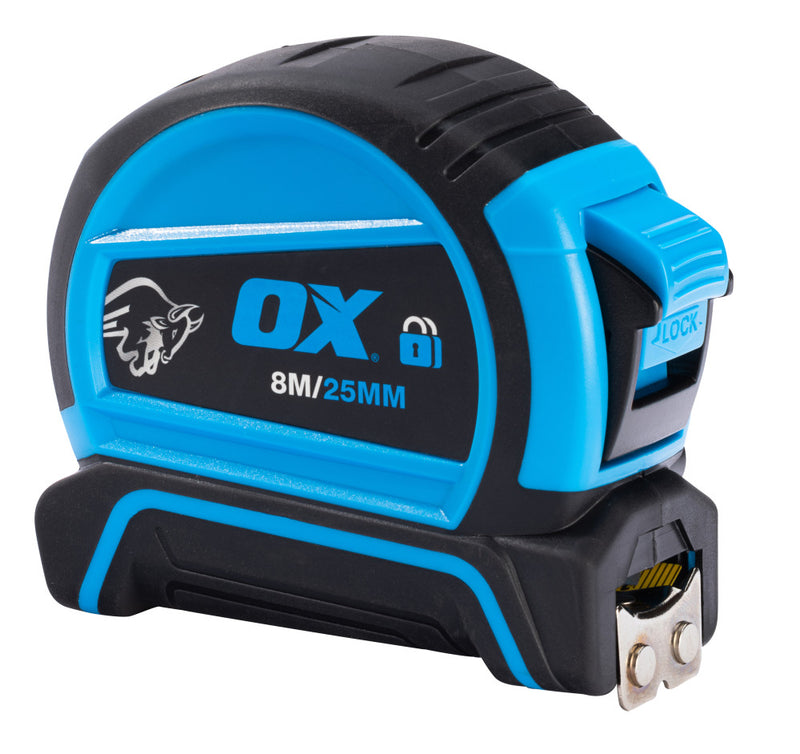 OX Pro Double Locking Tape Measure Metric Only - 8m