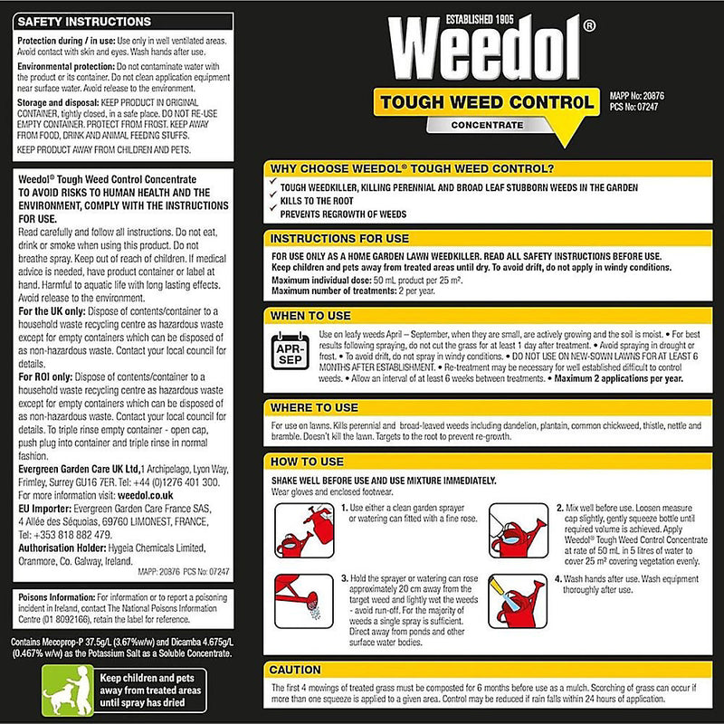 Weedol Tough Concentrated Weed killer 0.5L Liquid
