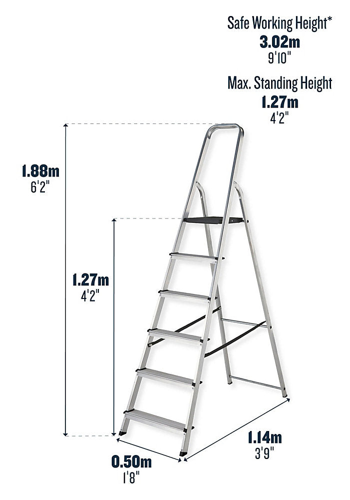 Werner Platform Stepladder 6 Tread High Handrail