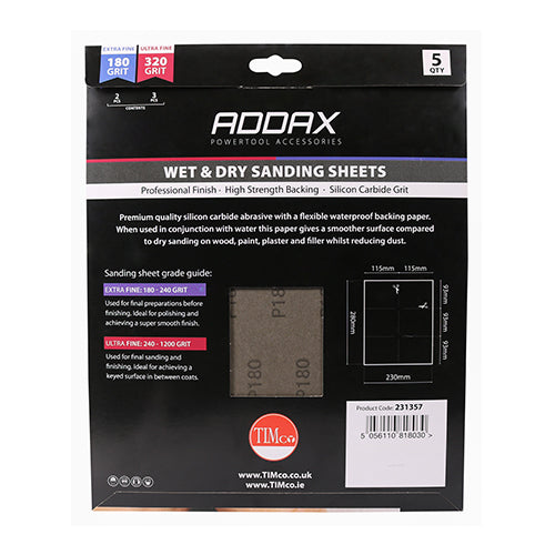 TIMCO Wet & Dry Sanding Sheets 600 Grit Black