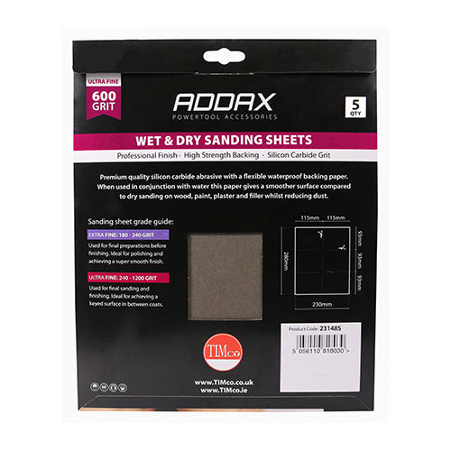 TIMCO Wet & Dry Sanding Sheets 600 Grit Black