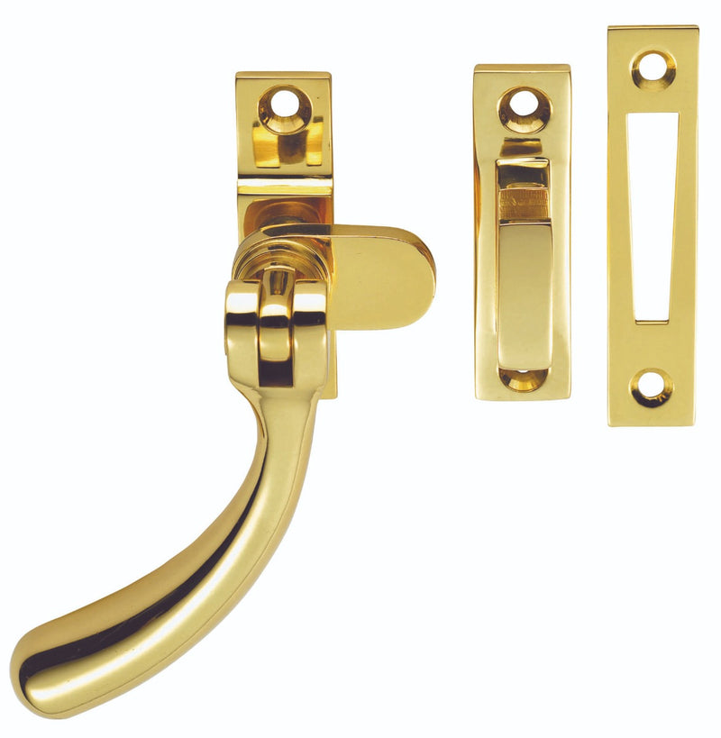 Bulb End Casement Fastener (Suitable For Weather Stripped Windows) - Polished Brass 98MM