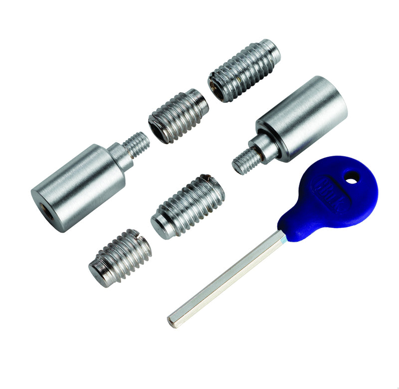 Sash Window Stop ( 2 X Stops 4 X Ferrules 1 X Key) - Satin Chrome 25 x 16MM