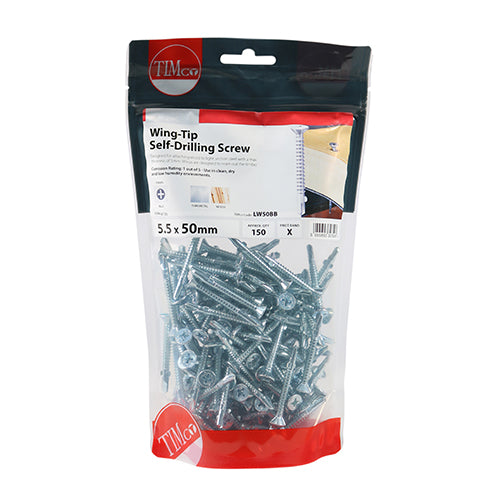 TIMCO Self-Drilling Wing-Tip Steel to Timber Light Section Silver Screws — Bag