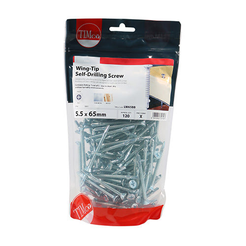 TIMCO Self-Drilling Wing-Tip Steel to Timber Light Section Silver Screws — Bag