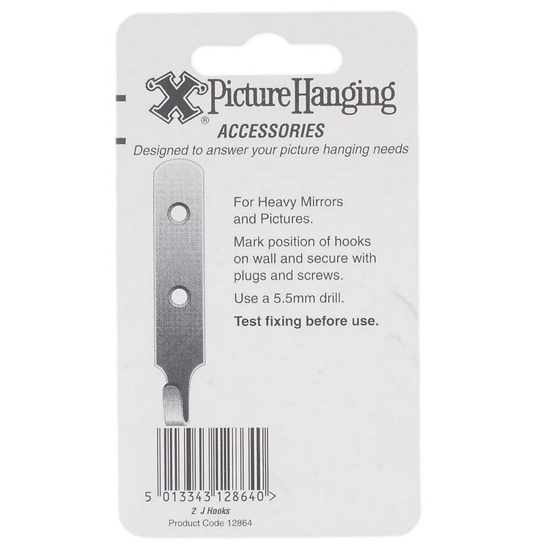 X-Hooks Brass-Plated Heavy-Duty J Picture Hooks, 2-Pack
