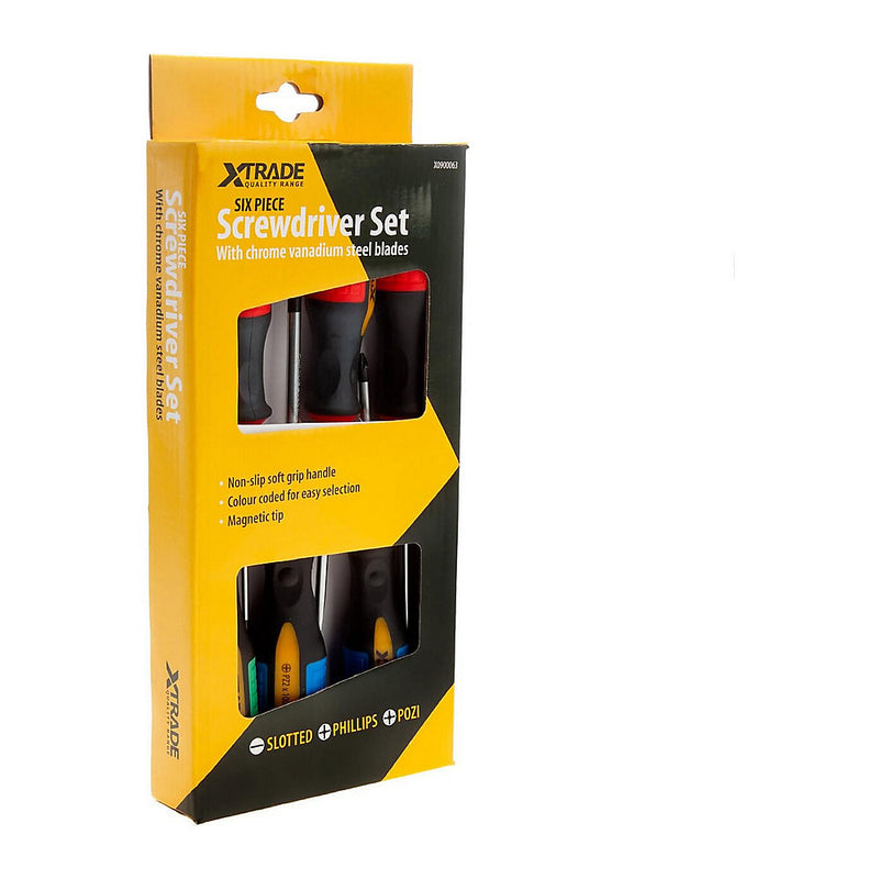 XTrade X0900063 Screwdriver Set 6 Piece - Non-Slip Soft Grip Handles