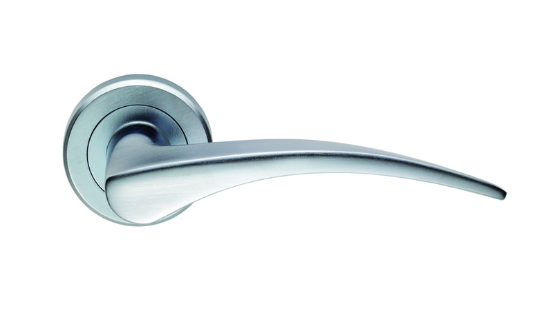 Olivier Lever On Sprung Screw-On Round Rose - Satin Chrome