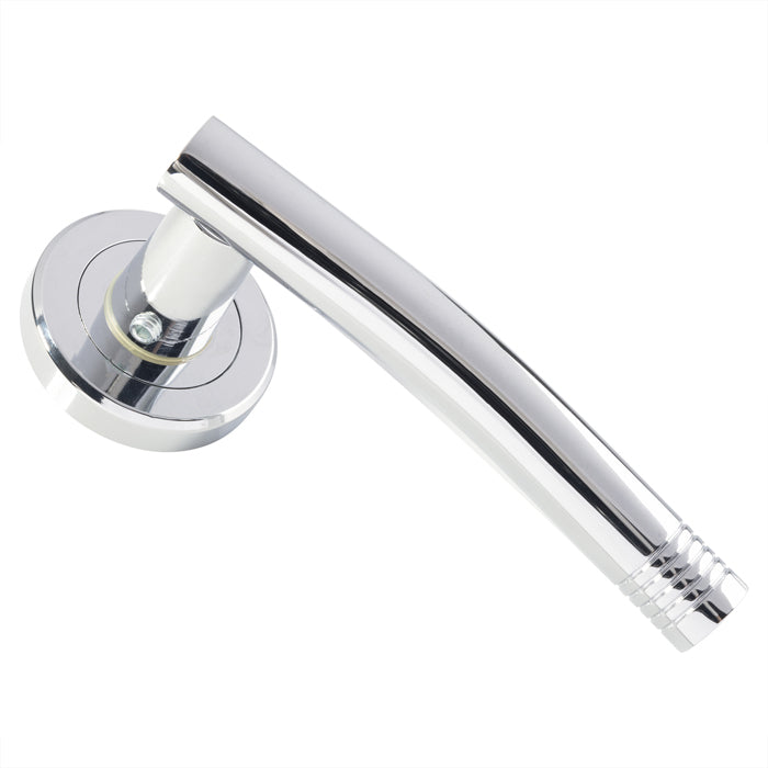Carolina Lever On Sprung Screw-On Round Rose - Polished Chrome