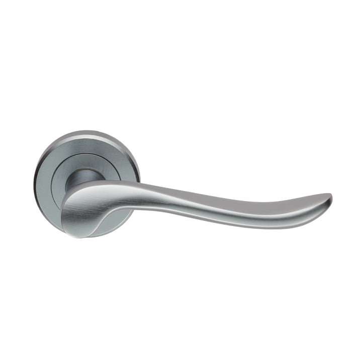 Verdun Lever On Sprung Screw-On Round Rose - Satin Chrome