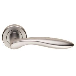 Shark Lever On Sprung Screw-On Round Rose - Satin Chrome