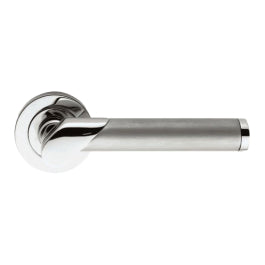Irwin Lever On Sprung Screw-On Round Rose - Polished Chrome/Satin Chrome