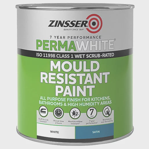 Perma White Mould Resistant Paint Satin 1L