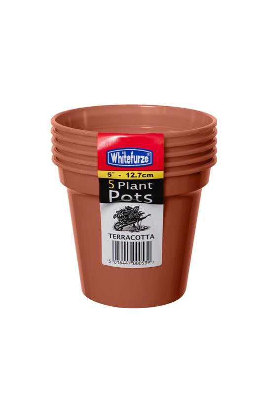 Whitefurze 5pk Plant Pots 5Inch