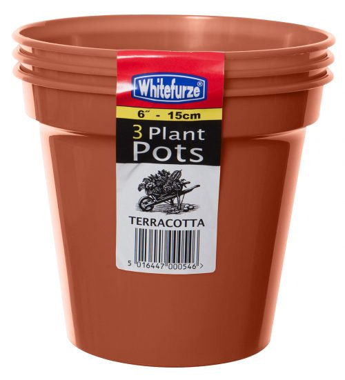 Whitefurze 6Inch Plant Pot 3pk