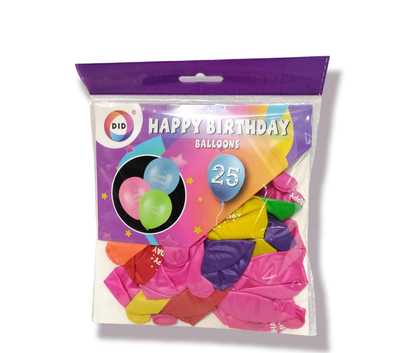 "Happy Birthday" Balloons 25Pk