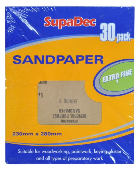 Supadec 30 Pack Sandpaper Extra Fine
