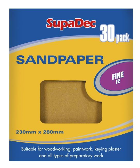 Supadec 30 Pack Sandpaper Fine