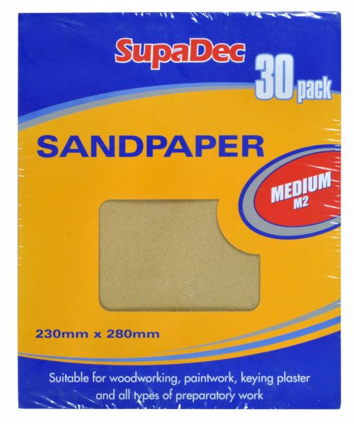 Supadec 30 Pack Sandpaper Medium