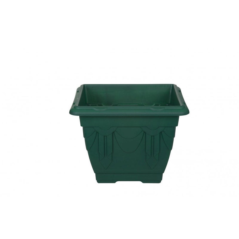 38Cm Square Venetian Plant Pot	Green